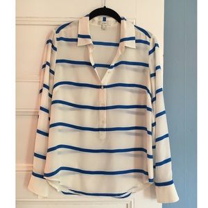 J. Crew Silk Striped Popover Blouse size 0